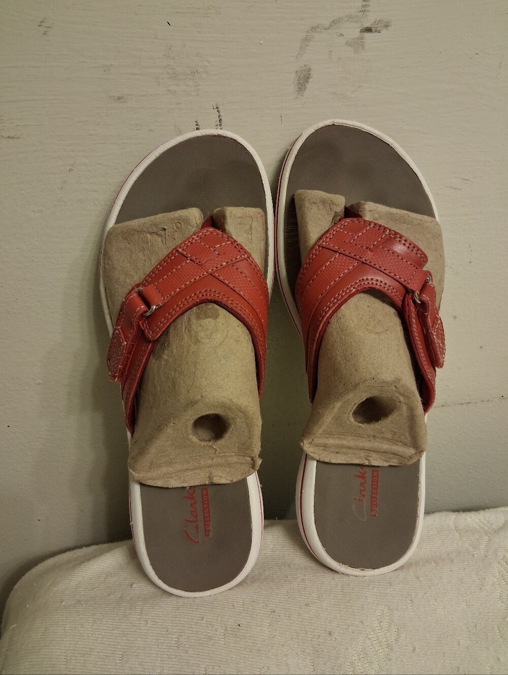 Womens Clarks Red Slide Sandals size 7